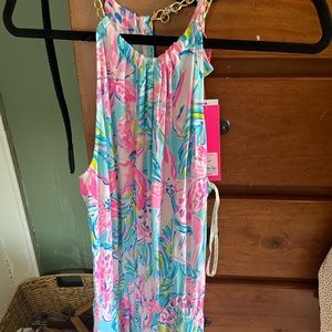 Lilly Pulitzer romper with gold chain clasp